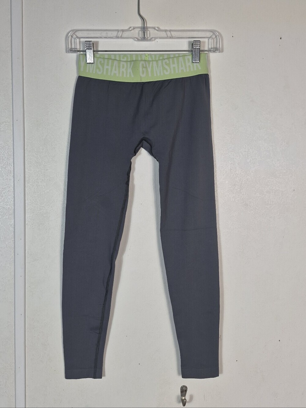 Gymshark Gray Flex Leggings Lime Green Logo NO SIZE